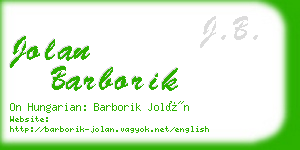 jolan barborik business card